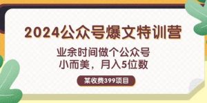 某收费399元-2024公众号爆文特训营：业余时间做个公众号 小而美 月入5位数-源创网