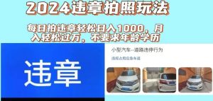 2024违章拍照新玩法，推广躺赚+拍照赚钱双模式，日入1000+-源创网