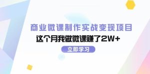 商业微课制作实战变现项目，这个月我做微课赚了2W+-源创网