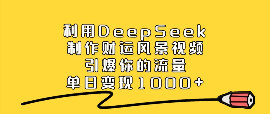 利用DeepSeek制作财运风景视频,引爆流量,单日变现1000+-源创网