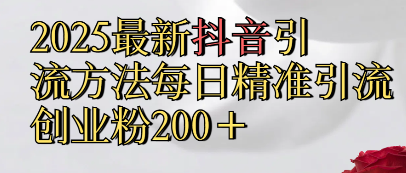 2025最新抖音引流,方法每日精准引流创业粉300＋-源创网