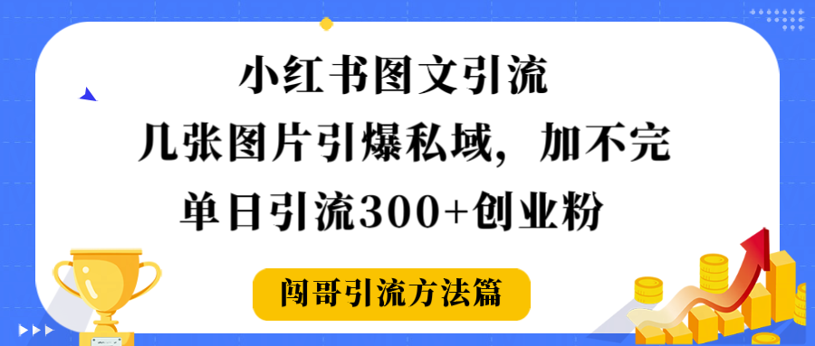 小红书图文引流，几张图片引爆私域加不完，单日引流300＋创业粉-源创网