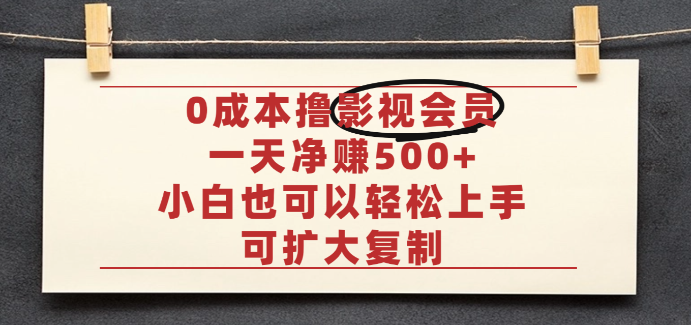 亲测,0成本可批量操作,靠卖影视会员实测月入30000+-源创网