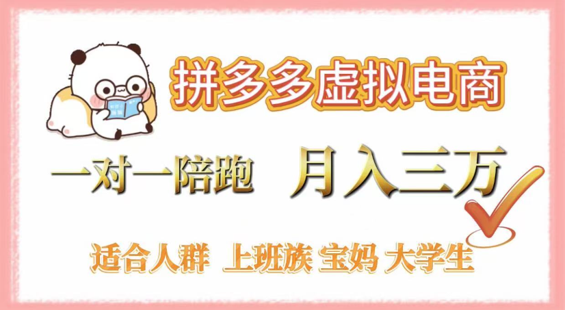 拼多多虚拟电商,0囤货,轻资产,无需发货,一对一陪跑,月入3万-源创网