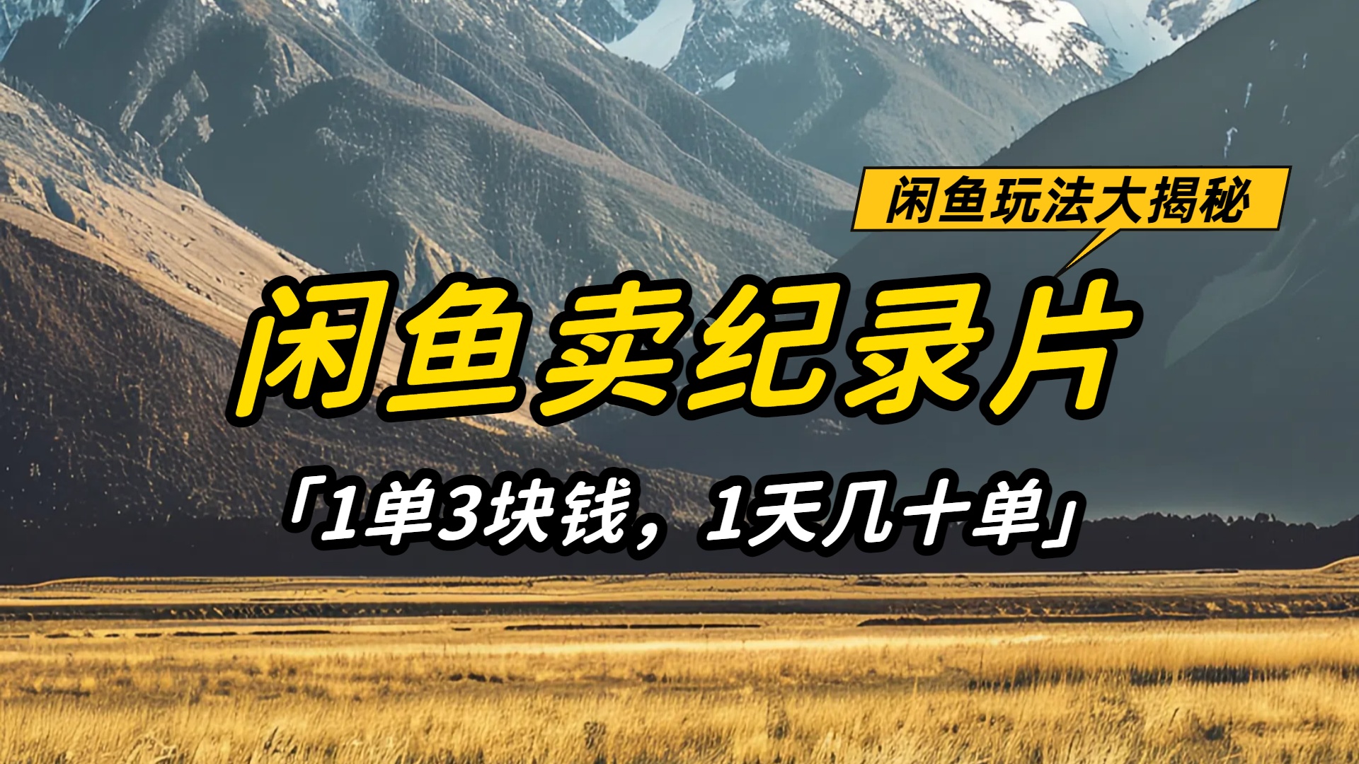 闲鱼卖纪录片1单3块钱,1天几十单,项目稳定有潜力-源创网